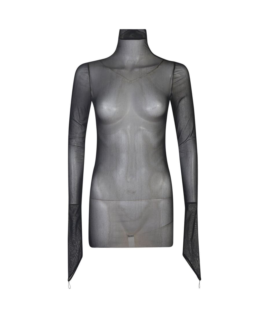 Ann Demeulemeester Sheer Detailed Long-sleeve Top - Nero