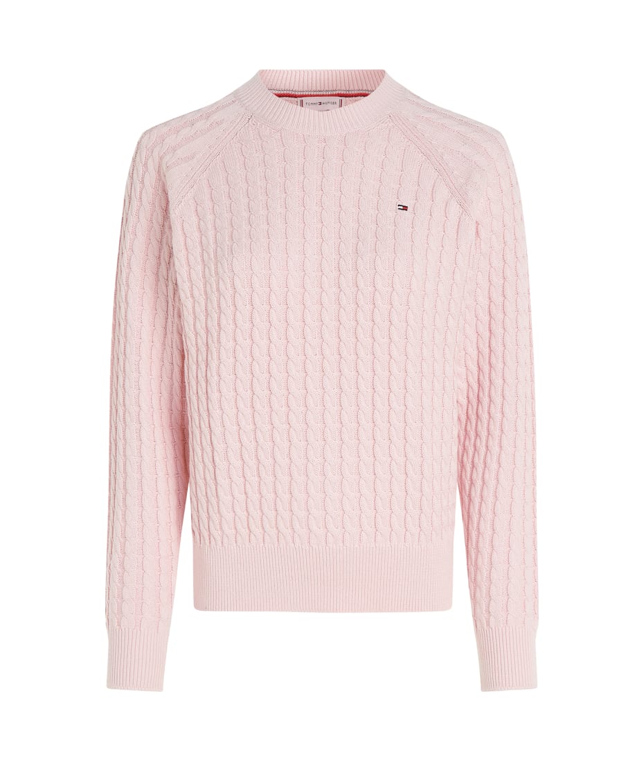 tommy Handbag Hilfiger Pink Relaxed-fit Sweater In Woven Knit - WHIMSY PINK