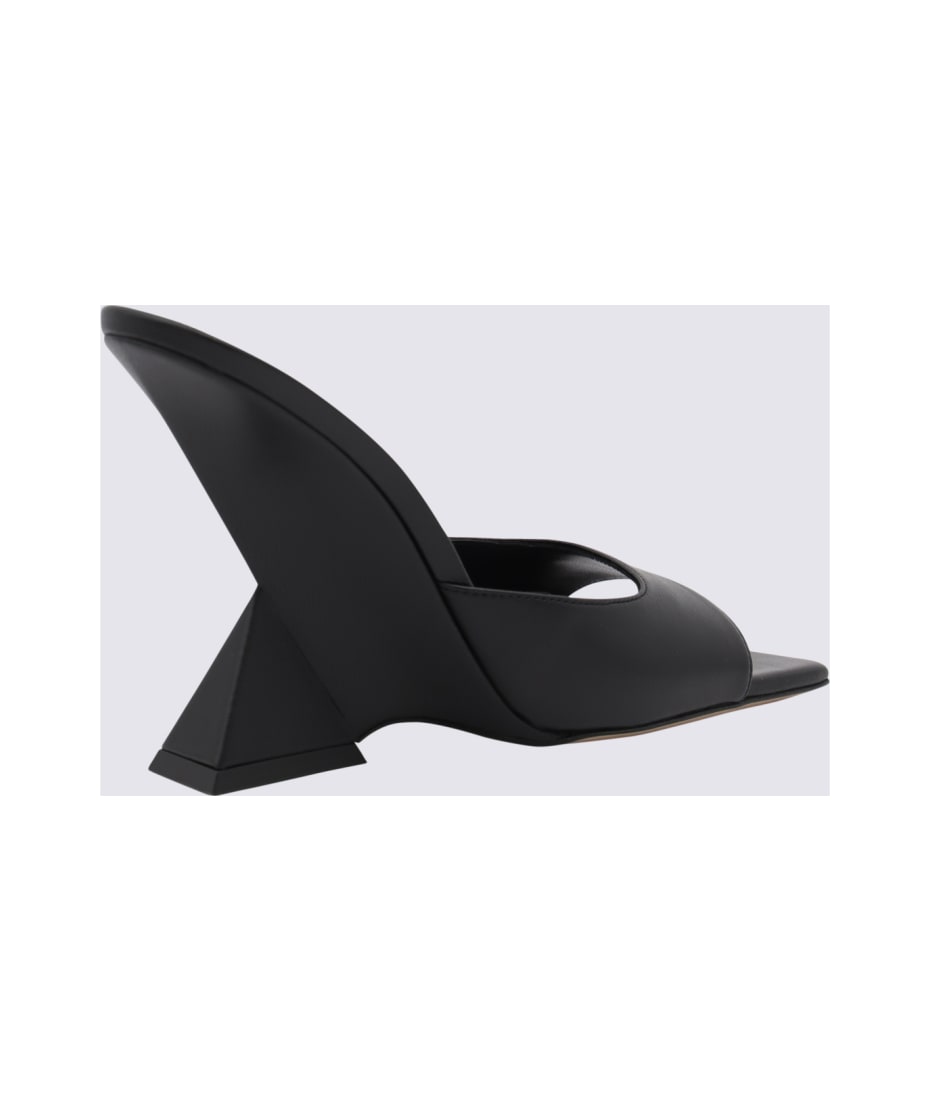 The Attico Black Leather Cheope Mules | italist