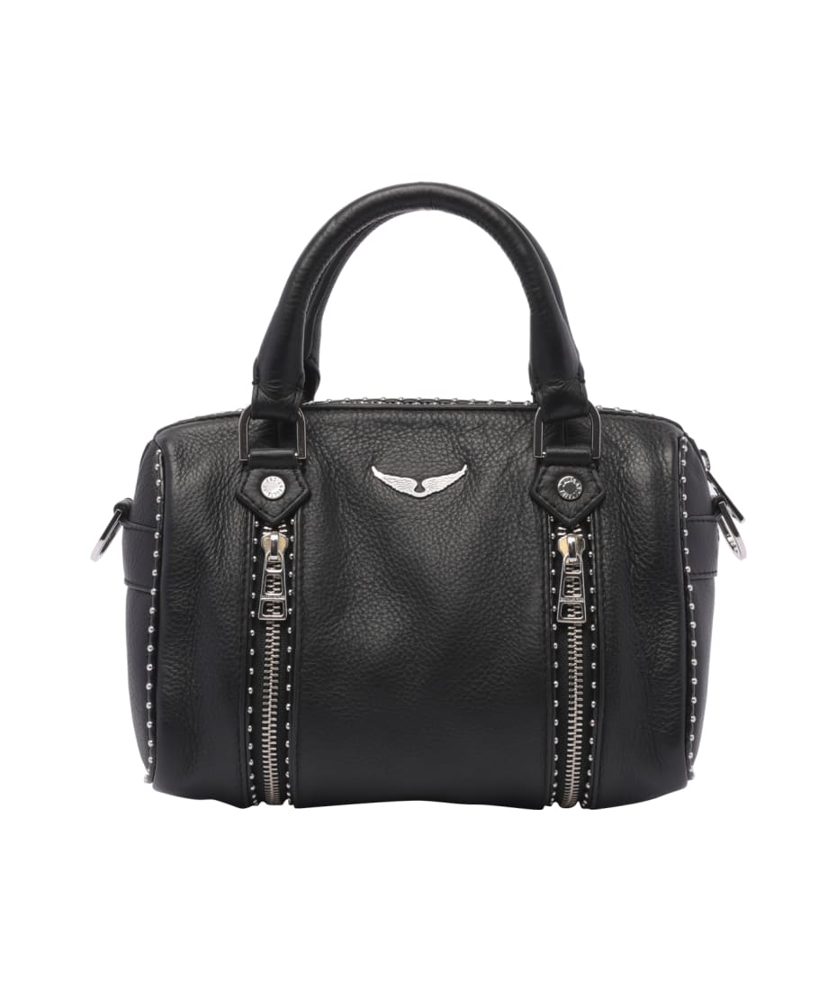ハンドバッグ Medium Sunny Bag in Black Grained Leather and Studs ZADIG & VOLTAIRE Sunny Medium Studs Bag in Black | endource