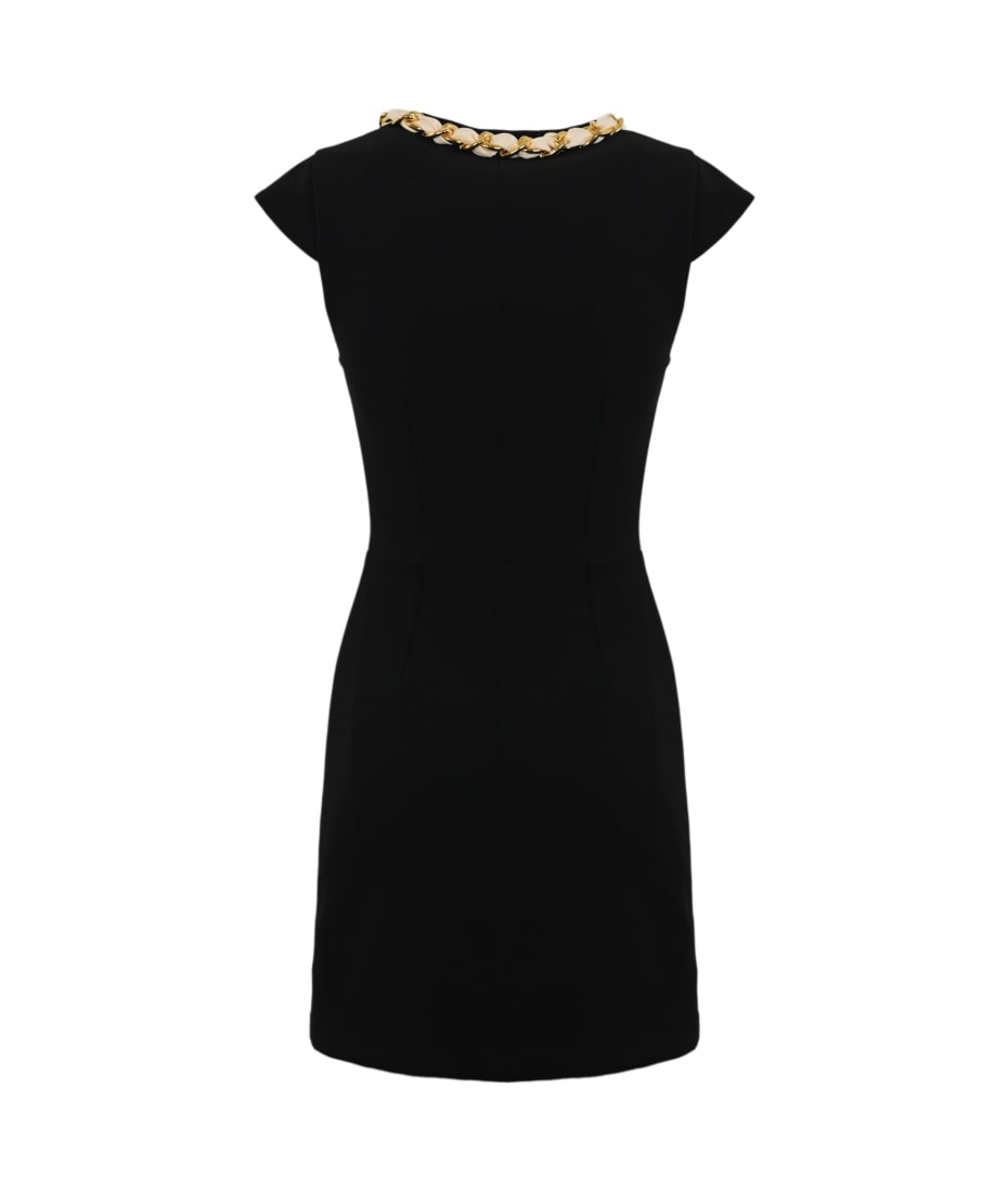 Elisabetta Franchi Stretch Crepe Dress With Chain Scarf