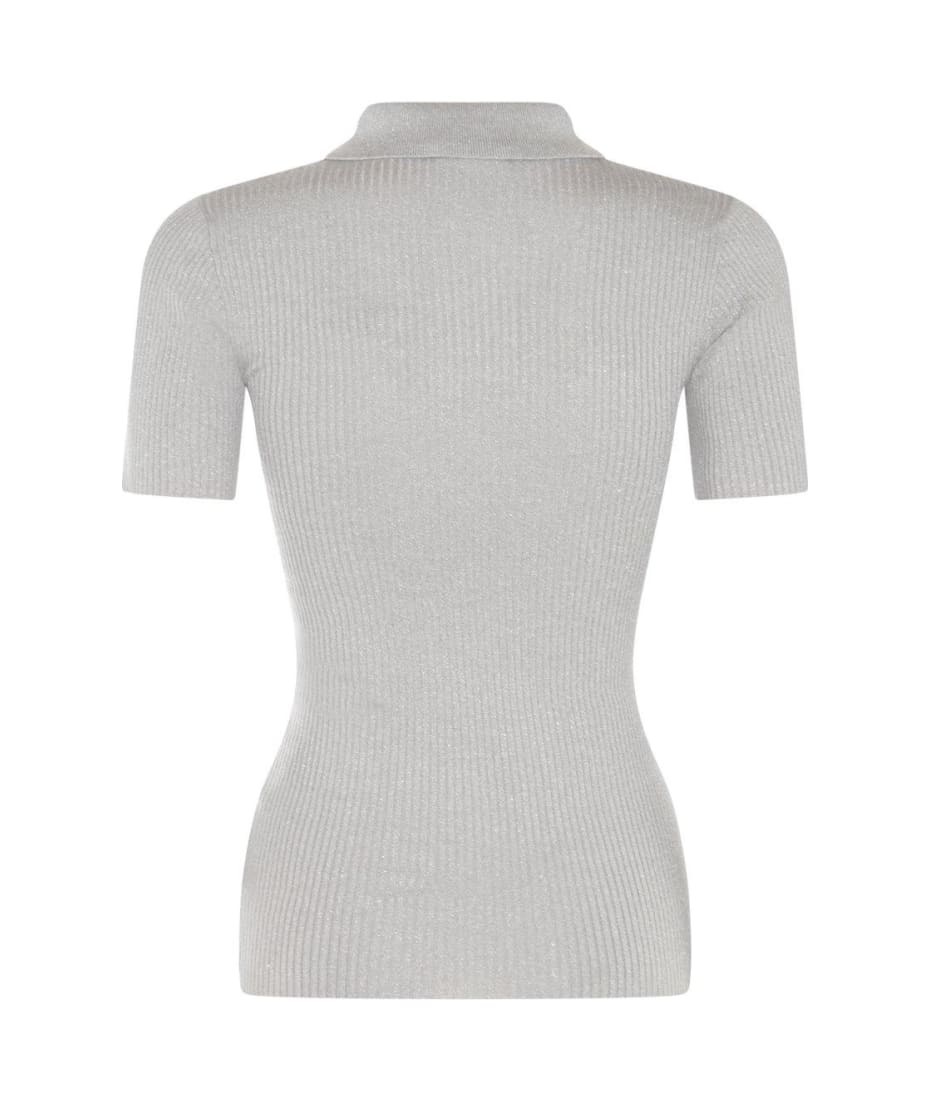 Brunello Cucinelli Short-sleeved Knitted Polo Top - GREY