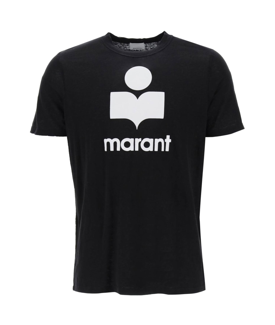 【送料&関税込】Isabel Marant Linen T-shirt With Flocked Log Isabel Marant Linen T-shirt With Flocked Logo | italist