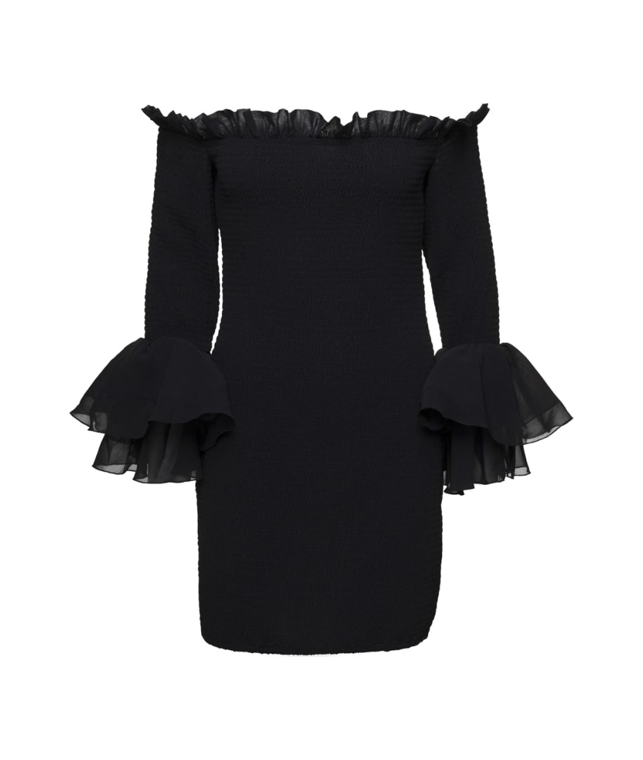 Rotate by Birger Christensen Black'bellina' Shirred Mini Dress In Chiffon  Woman | italist, ALWAYS LIKE A SALE