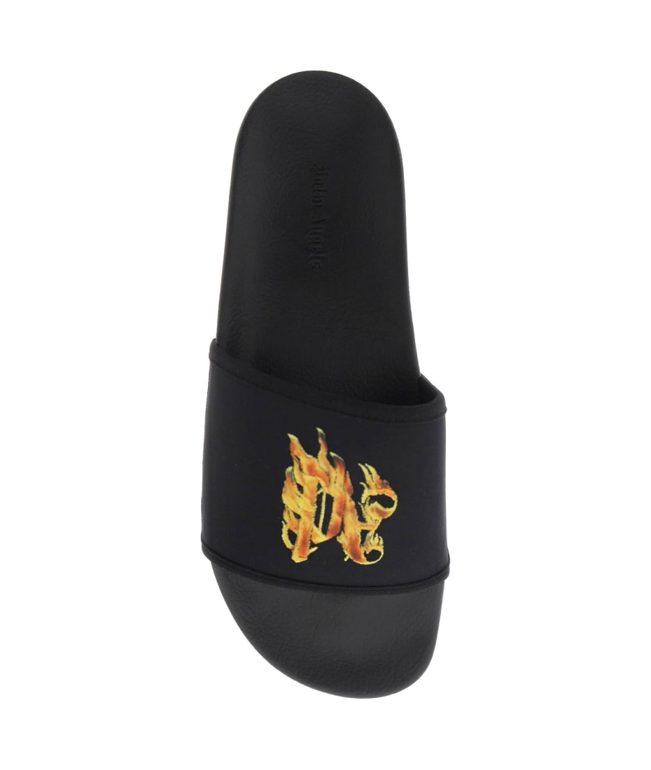 【関税＆送料込み】Palm Angels 'Burning Monogram' Black Cot Palm Angels Burning monogram-print T-shirt | Black | FARFETCH