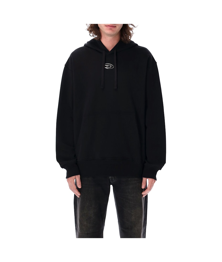 ★DIESEL★ S Max OD Hood Black A098560BMBJ9XX A098560BMBJ9XX Men's Hoodie with metallic logo | Black | Diesel