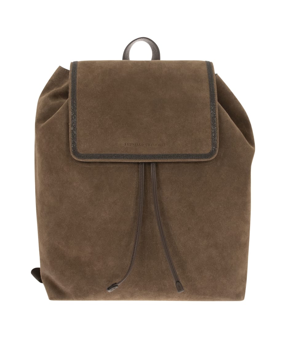 バッグ・カバンその他 BRUNELLO CUCINELLI Suede bag with Precious Contour Brunello Cucinelli Suede Backpack With 