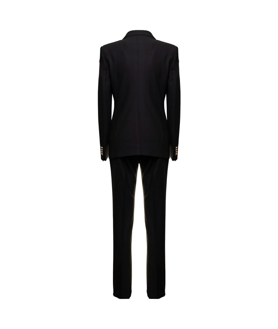 Tagliatore Paris Double Breasted Black Wool Tailored Suit Womens Clothing Suits Trouser suits 