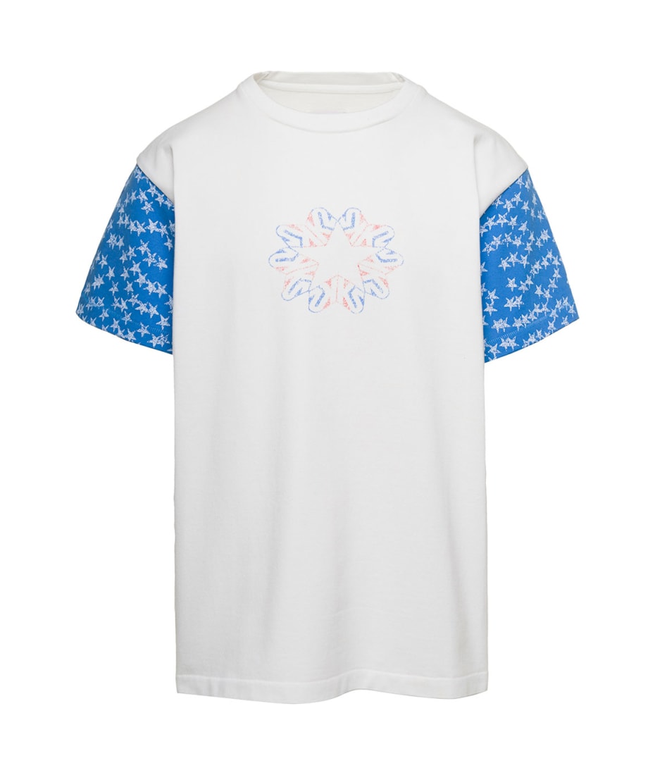 ERL White T-shirt With Graphic Print On Sleeve And Front In Cotton
