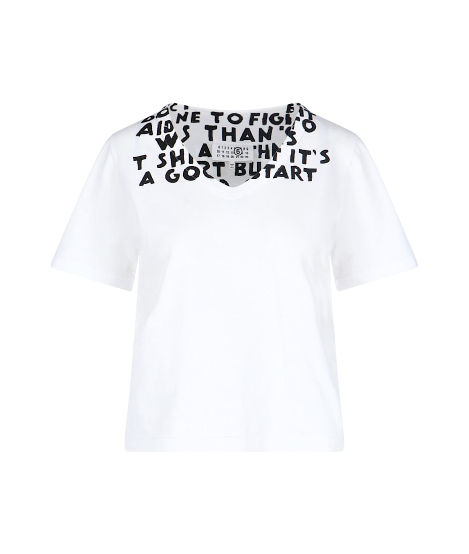【送料&関税込】MM6 Maison Margiela V-neck T-shirt aids Prog MM6 Maison Margiela V-neck T-shirt