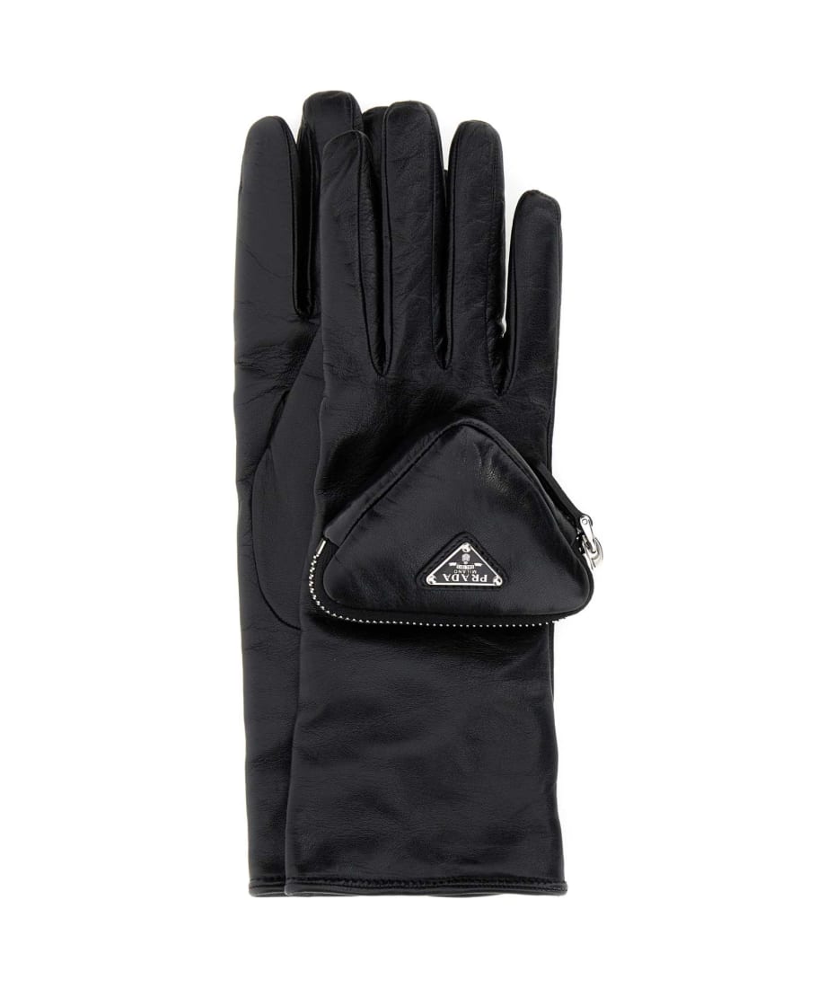 Prada Black Leather Gloves | italist