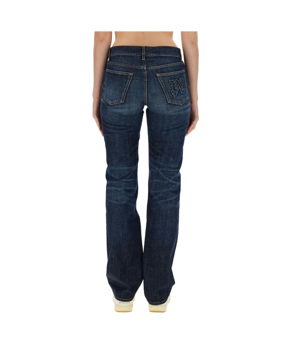 デニム・ジーパン PALM ANGELS Women Denim Pants PWYB032R24DEN002 4545 BLUE BLU Palm Angels Dark Blue Denim Jeans | italist