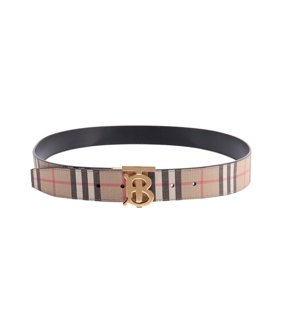 Monogram Leather Logo Print Burberry Belt