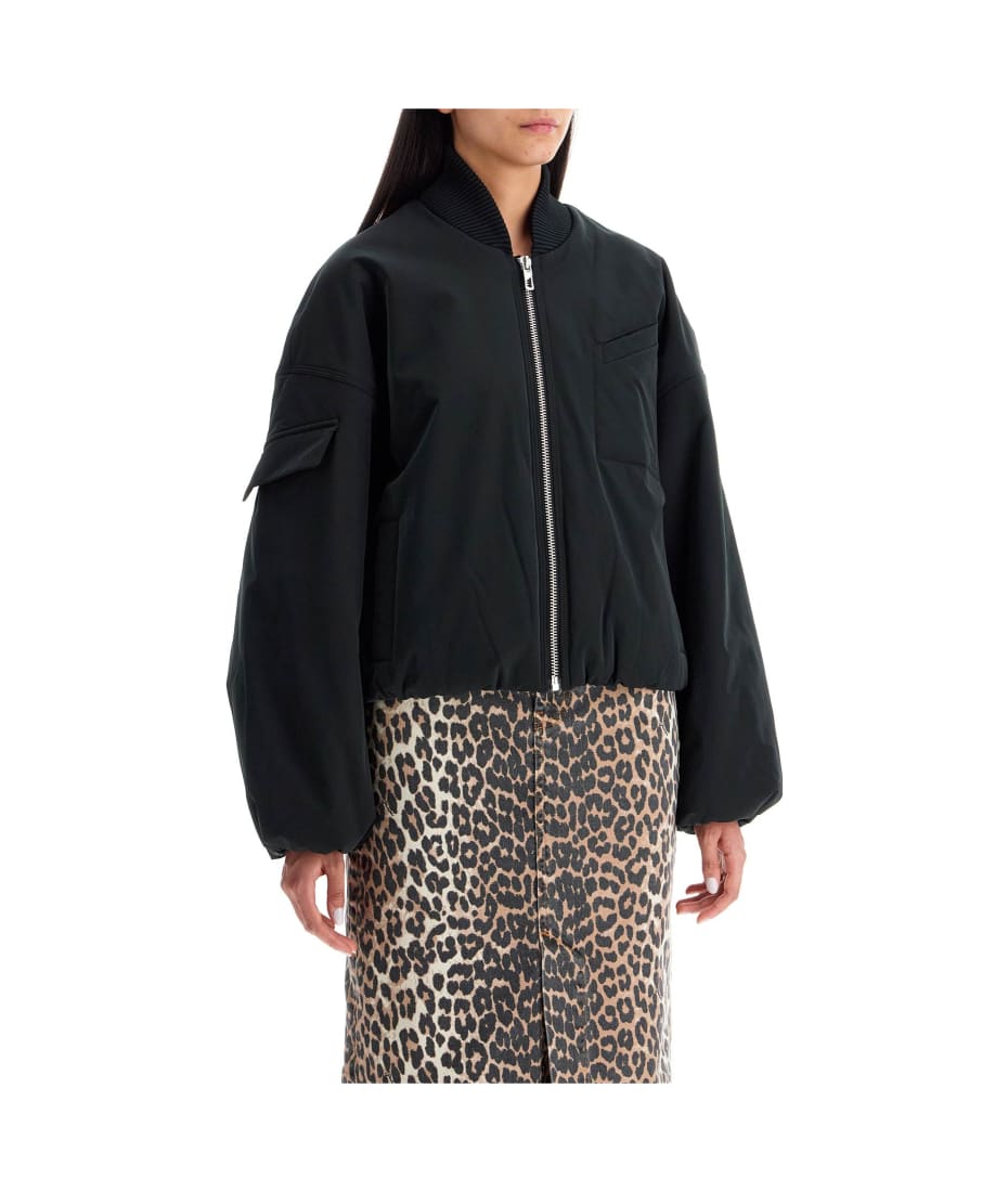 【関税＆送料込み】Ganni Nylon Short Bomber Jacket Ganni Short Oversized Bomber Jacket | italist