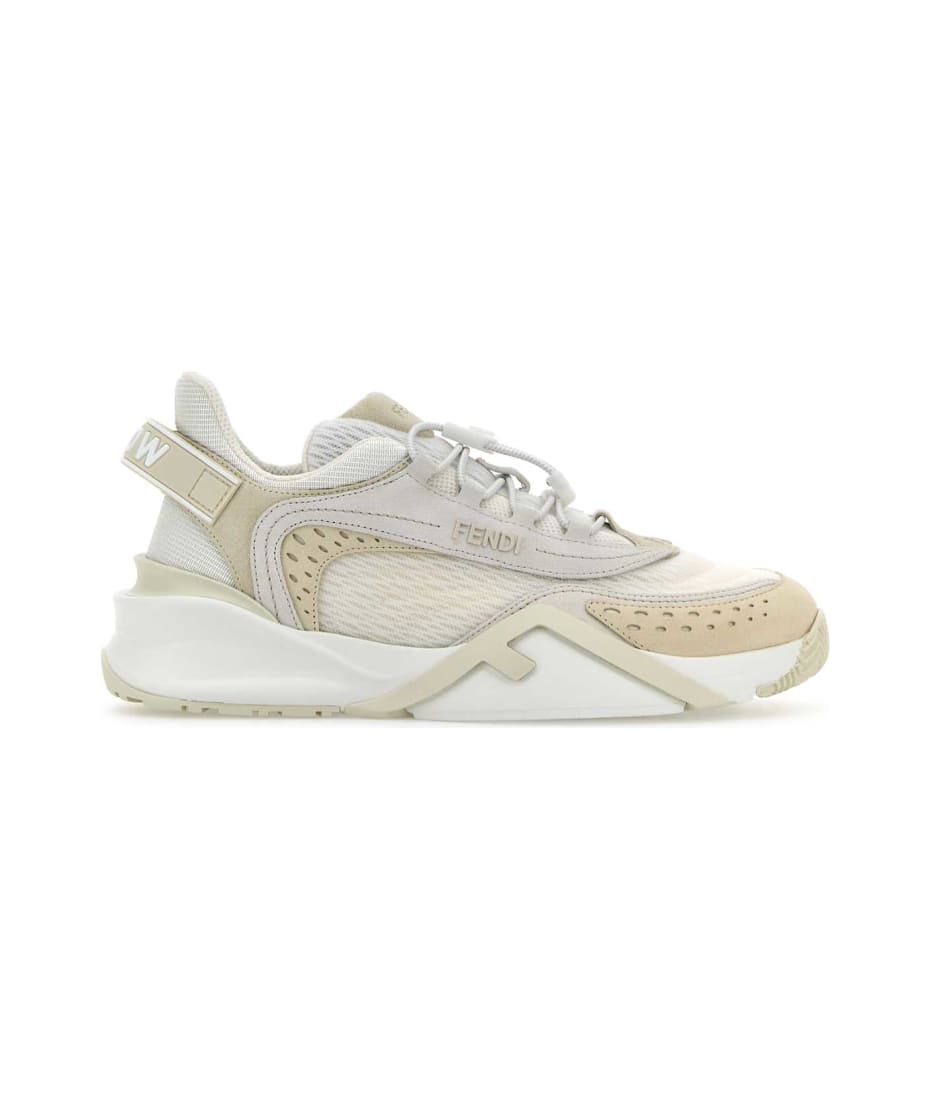 名作 Ivory Mesh And Suede Fendi Flow Sneakers | italist 靴