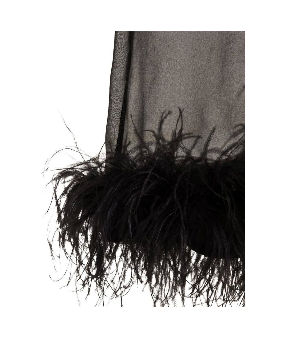 パンツ OSEREE Feather silk pants Black Oseree Black silk pants for Women Online USA at Darveys.com