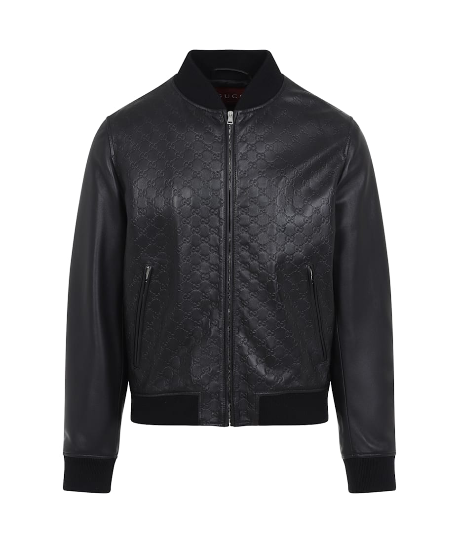 Gucci Leather Gg Logo Jacket | italist