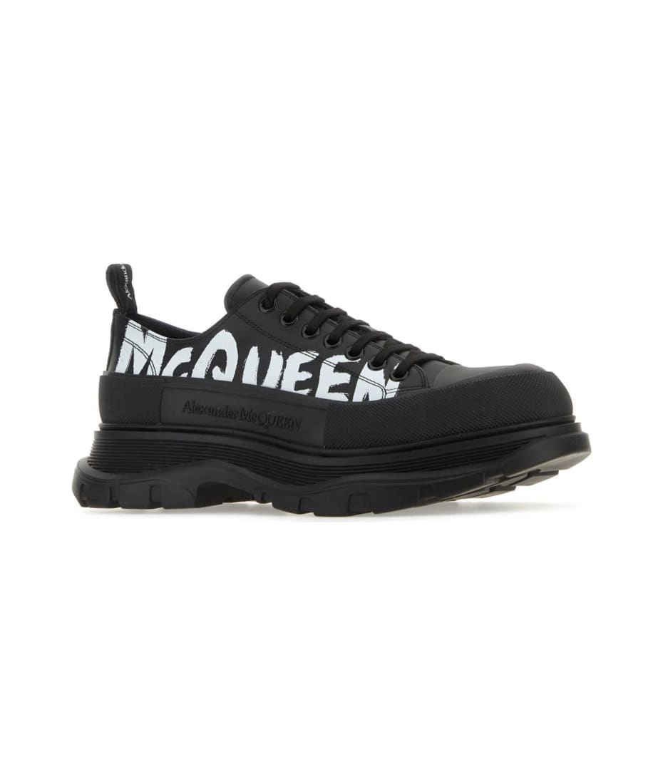 Alexander McQueen Black Leather Tread Slick Sneakers | italist, ALWAYS LIKE  A SALE