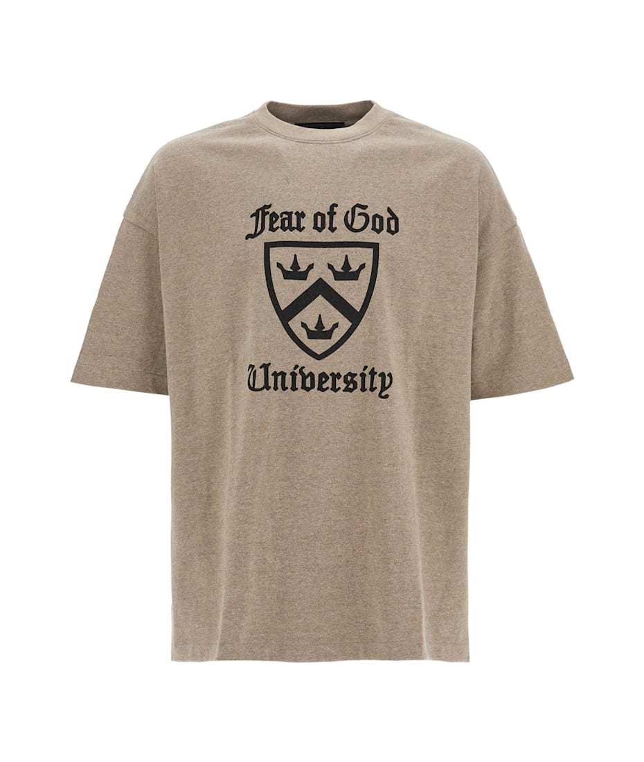Fear of God Heather Grey Cotton T-shirt With Essentials Logo