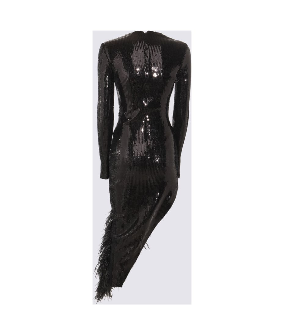 David Koma Black Sequin Midi Dress