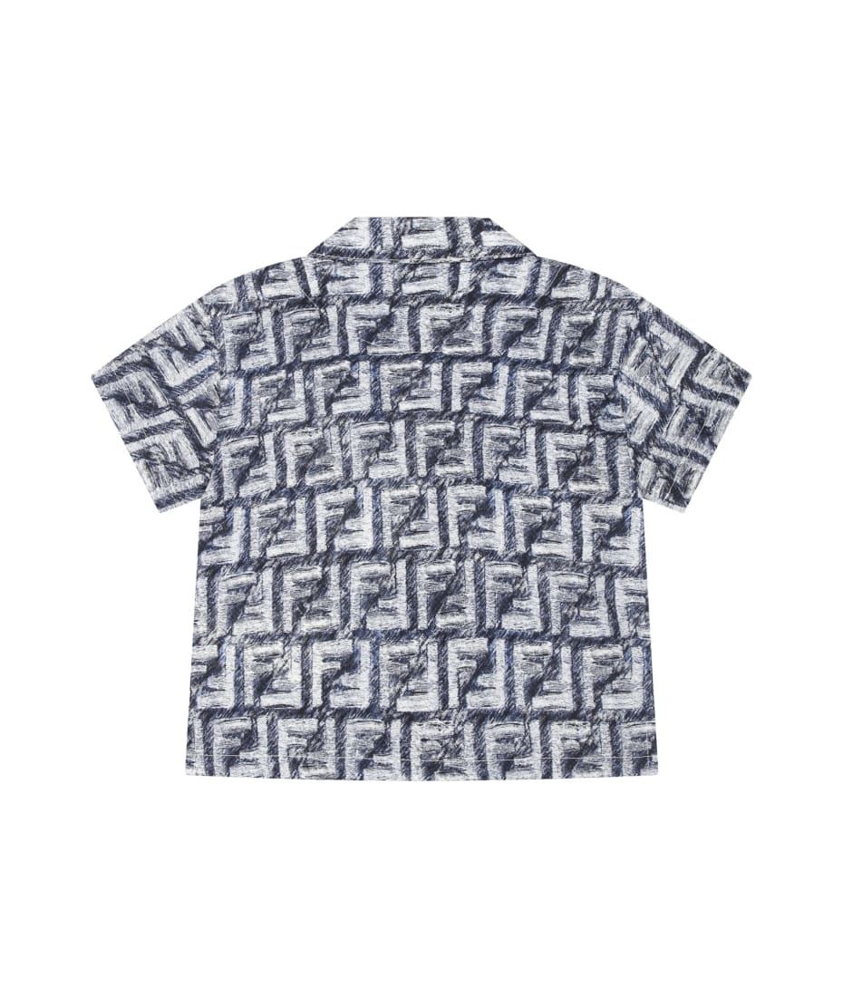 Fendi Blue Shirt For Baby Boy With Iconic Ff - Blue