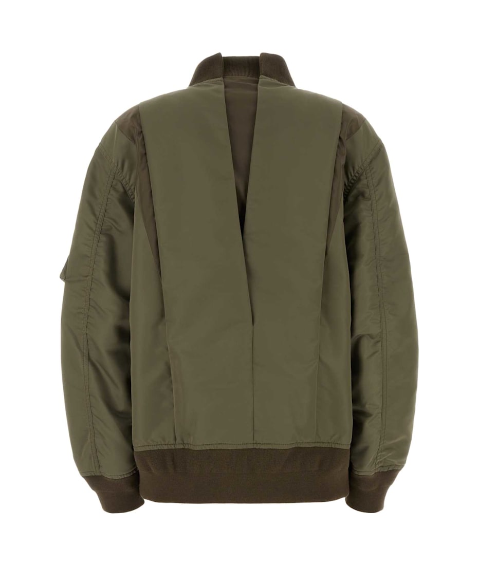 【送料&関税込】Sacai Army Green Nylon Bomber Jacket Sacai Nylon Twill Bomber Jacket in Army Green | Santa Fe Dry