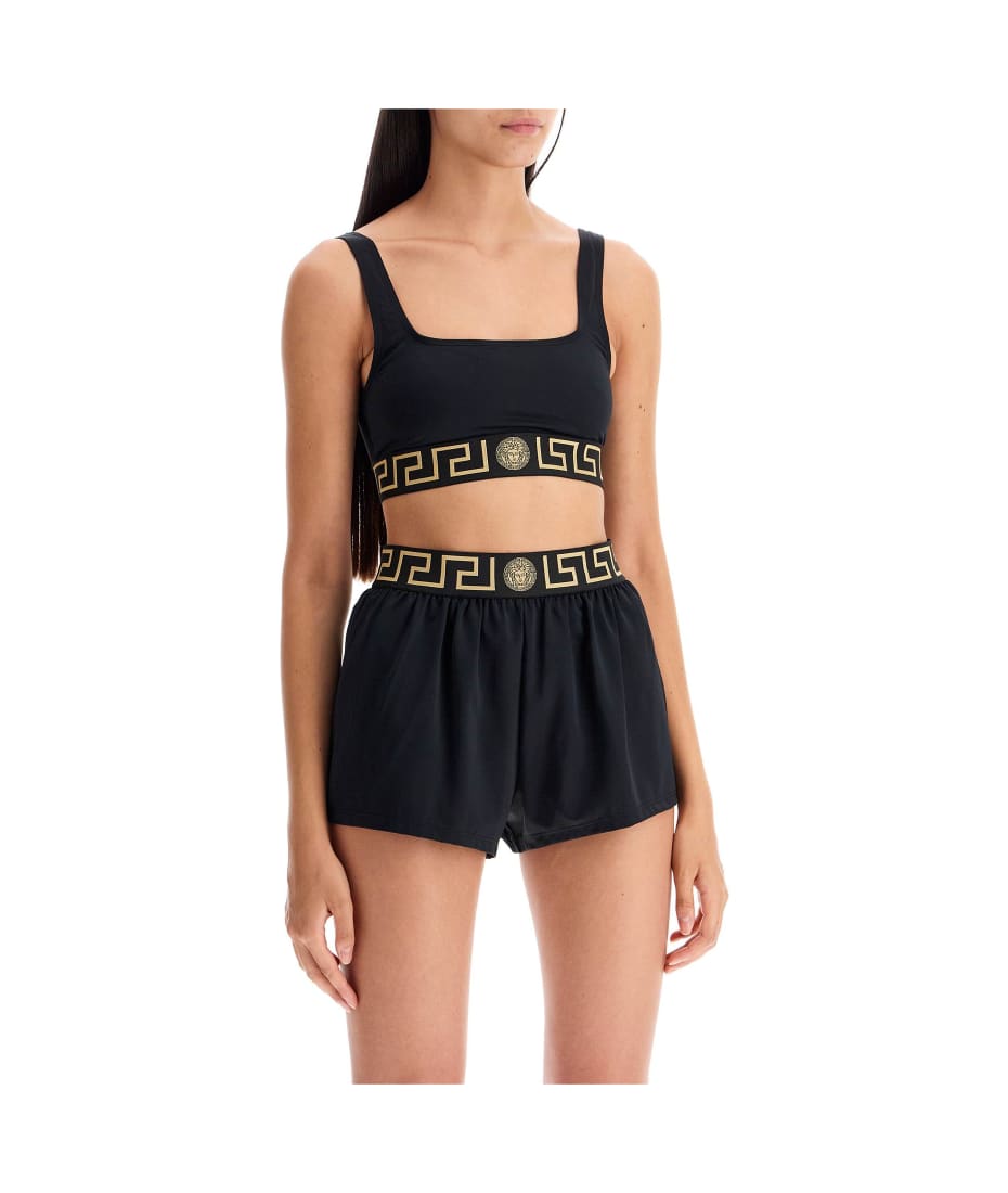【関税&送料込】Versace Top With Greek VERSACE Greca Logo Bikini Top with strap Versace