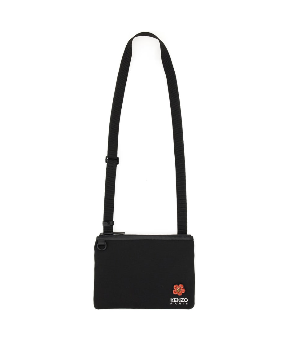 Lacoste: Black Embroidered Crossbody Bag