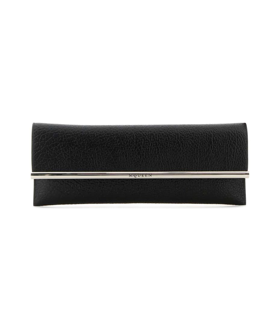 【関税&送料込】Alexander Mcqueen Black Leather Cross B-Long Alexander McQueen Black Leather Cross B-long Clutch