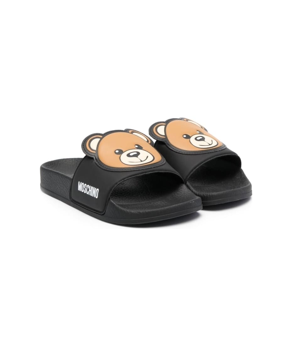 Moschino Slippers With Logo - Black