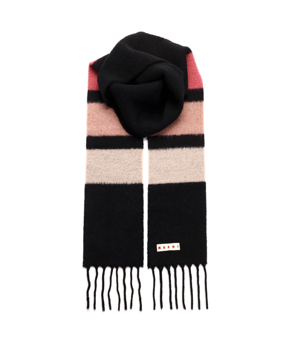 マフラー・ストール Marni Alpaca And Wool Scarf MARNI マルニ マフラー ストール フリンジ 大判 アルパカ ロゴ