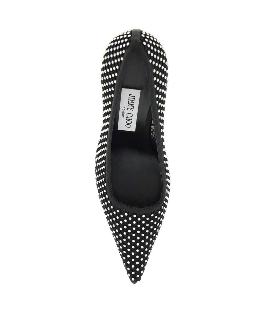 【JIMMY CHOO】IXIA 95 MESH DA©COLLETA©(関税込み） JIMMY CHOO Ixia 95 crystal-embellished satin and mesh point