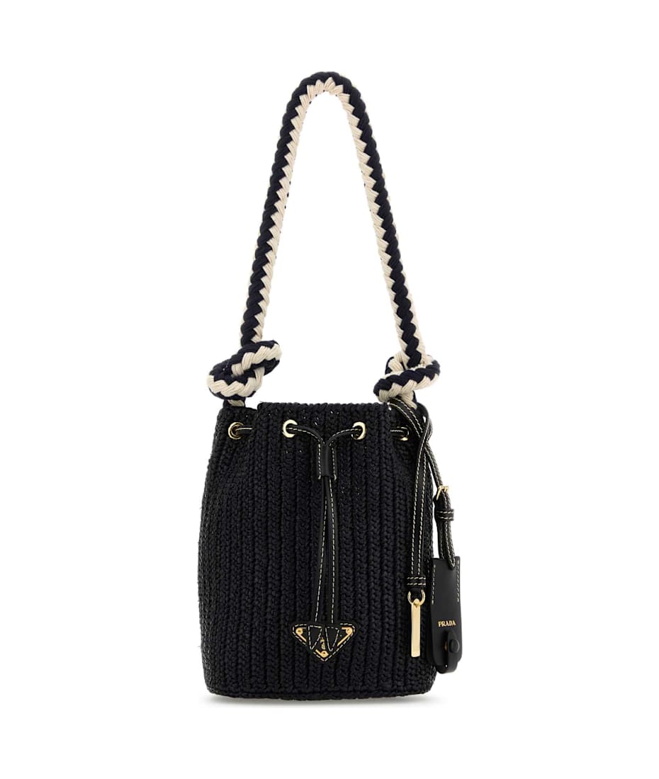 トートバッグ PRADA Black Crochet Mini Bucket Bag Prada Crochet Mini Bucket Bag | Neiman Marcus