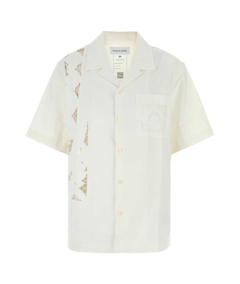 Tシャツ・カットソー MARINE SERRE FW24 White cotton shirt (WSI018AUWOV0007 WH10) Tシャツ・カットソー MARINE SERRE FW24 White cotton shirt