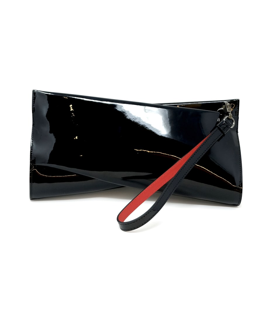 Christian Louboutin Black Patent Leather Loubitwist Clutch Bag italist ALWAYS LIKE A SALE