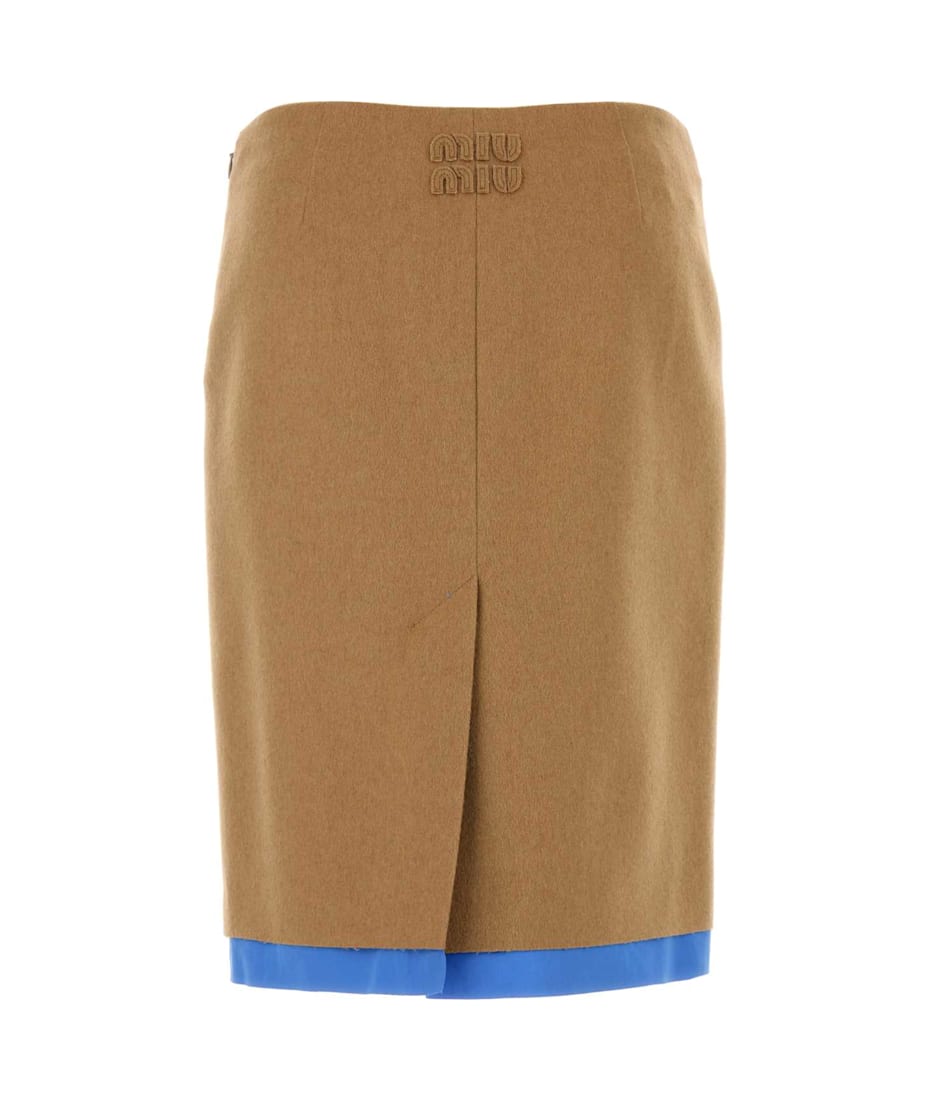 【送料&関税込】Miu Miu Beige Camel Skirt Miu Miu Beige Camel Skirt | italist
