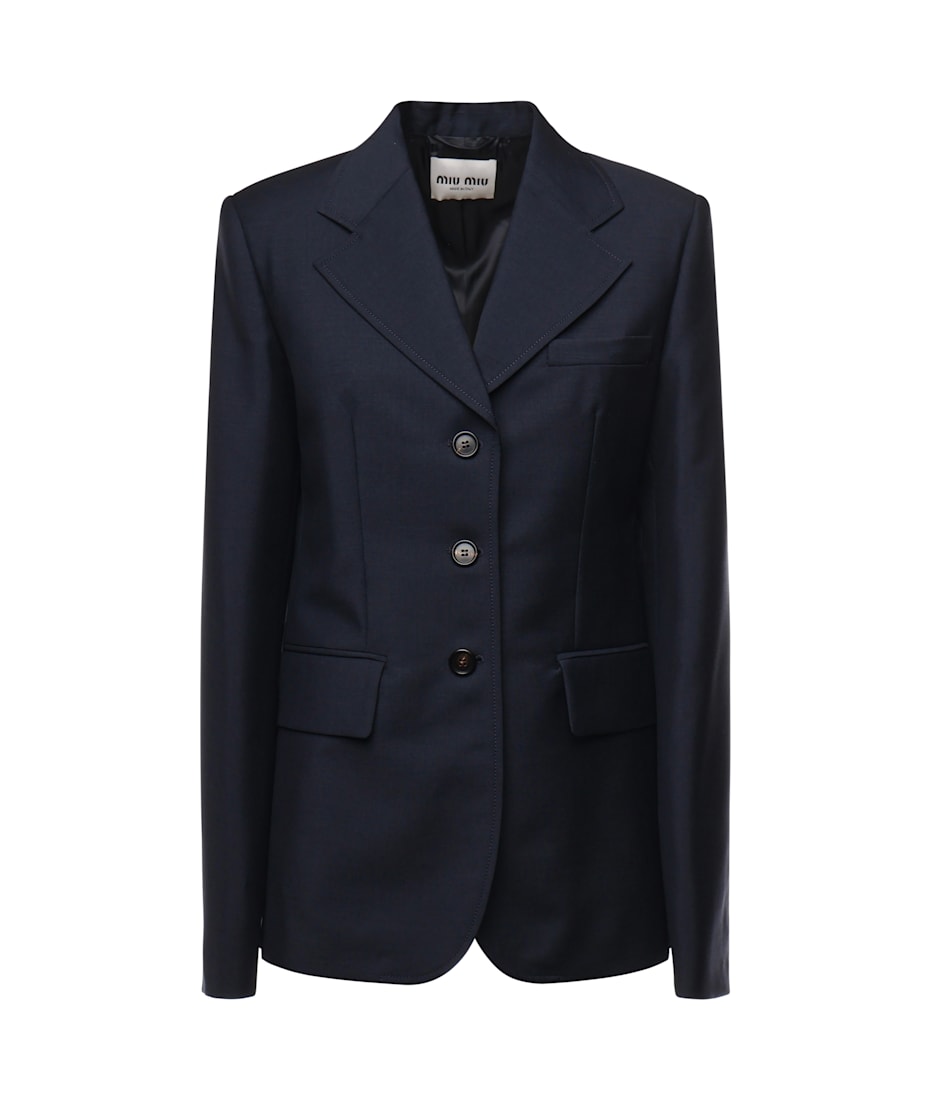 関税込 MiuMiu Single-breasted kid mohair jacketジャケット Miu Miu Single-breasted Jacket In Kid Mohair | italist