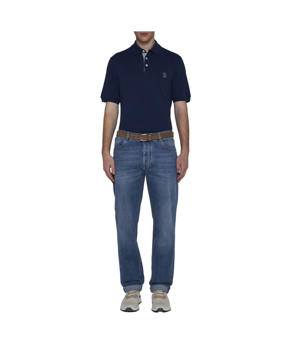 Tシャツ・カットソー BRUNELLO CUCINELLI Polo in piquet con monile Brunello Cucinelli Cotton Piquet Polo With Embroidered Logo