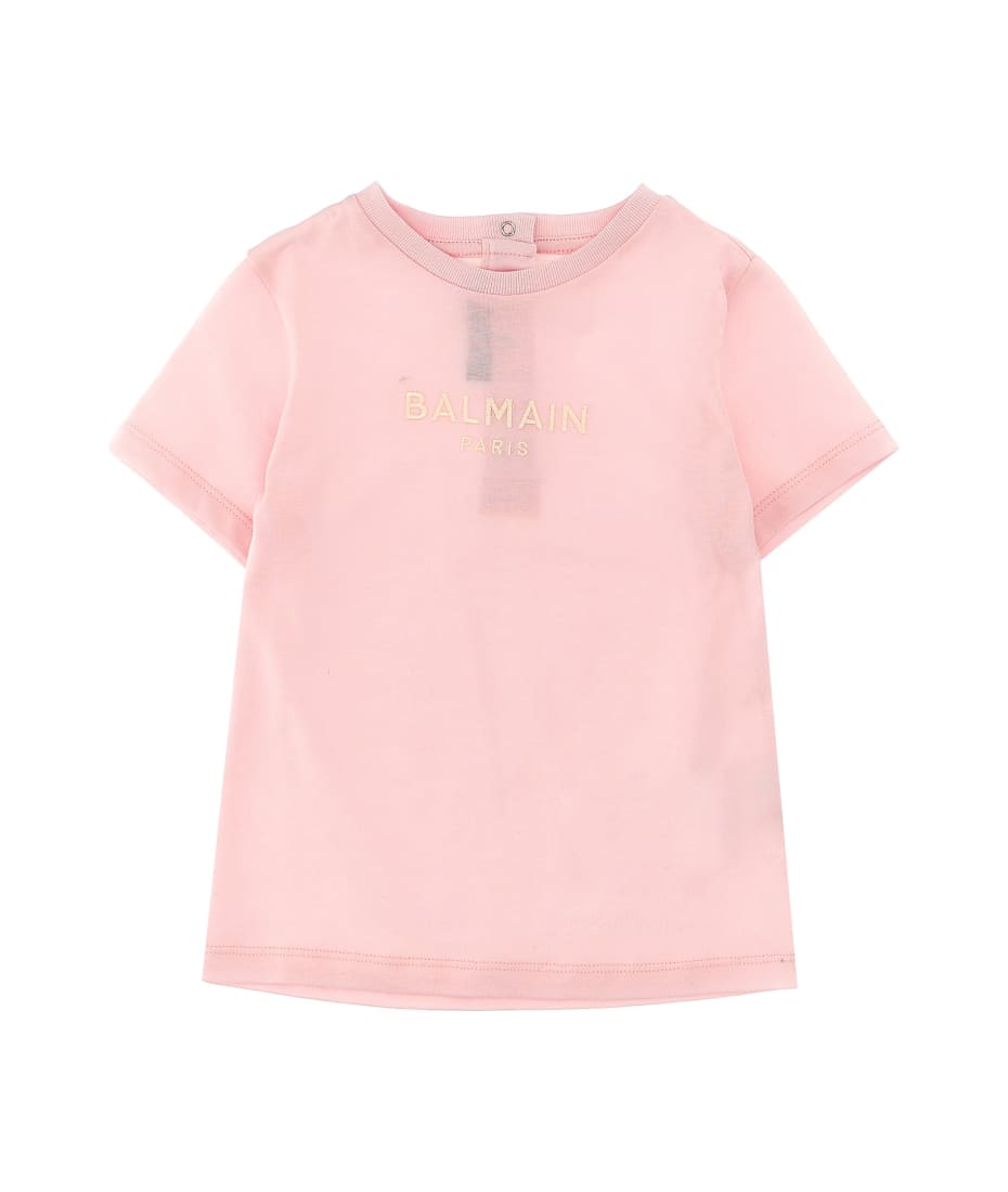 Balmain Logo Embroidery T-shirt - Pink