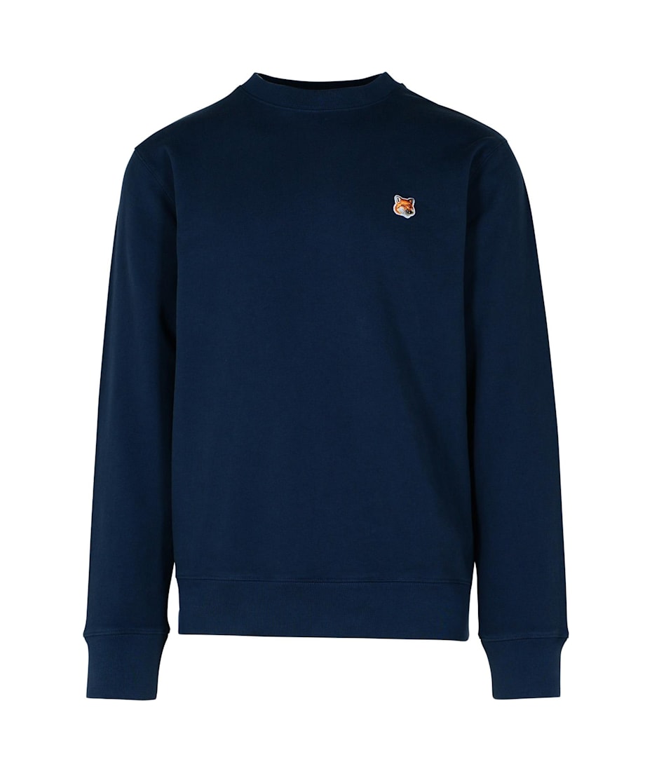 【関税&送料込】Maison Kitsune Navy Blue Cotton Sweatshirt SPEEDY FOX PATCH COMFORT SWEATSHIRT | Maison Kitsuné