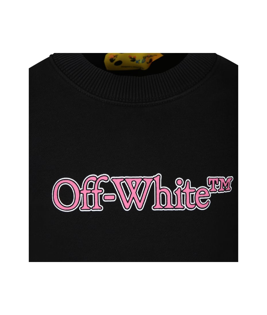 Off-White Black Sweatshirt For Girl With Logo - Black Fuch