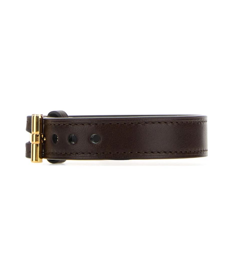 【送料&関税込】Tom Ford Dark Brown Leather Bracelet Tom Ford Dark Brown Leather T Bracelet | italist