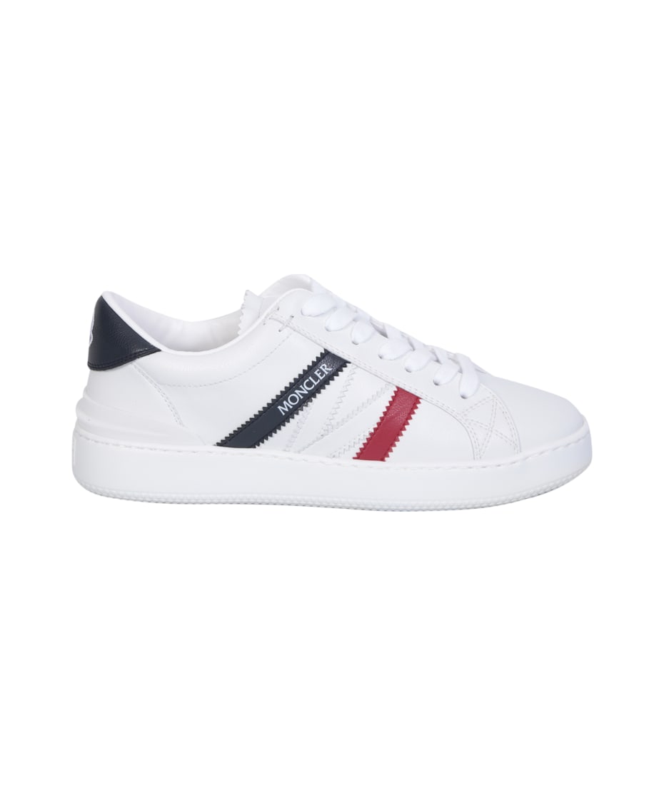 Moncler Monaco M Sneakers In White, Blue And Red | italist