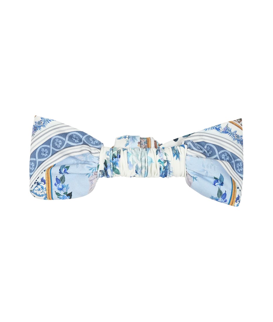 Camilla Light Blue Hairband For Girl With Floral Print - Light Blue