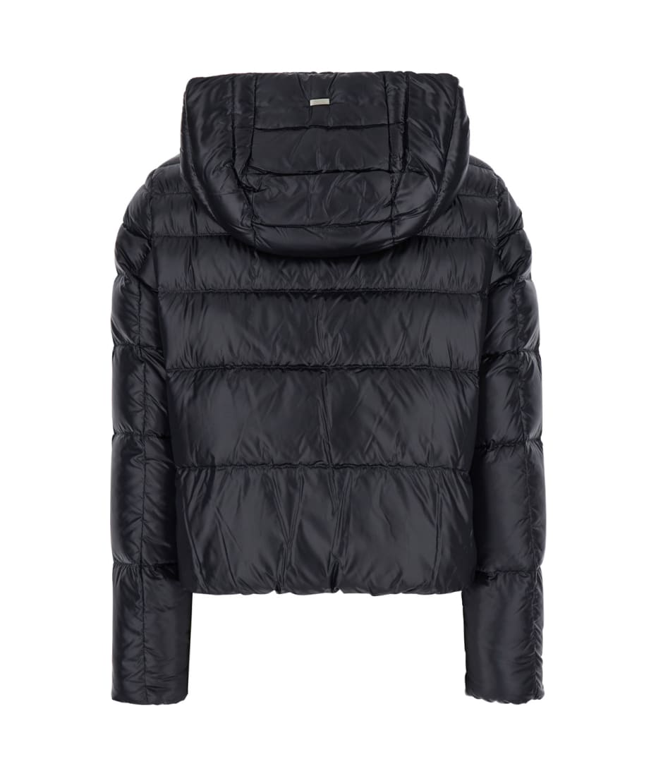 【関税＆送料込み】Herno Black Hooded Down Jacket In Nylon Herno Black Hooded Down Jacket In Nylon Woman ダウン