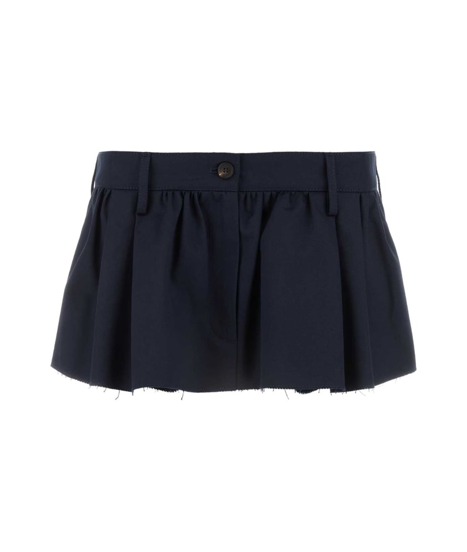 Miu Miu Midnight Blue Cotton Mini Skirt | italist