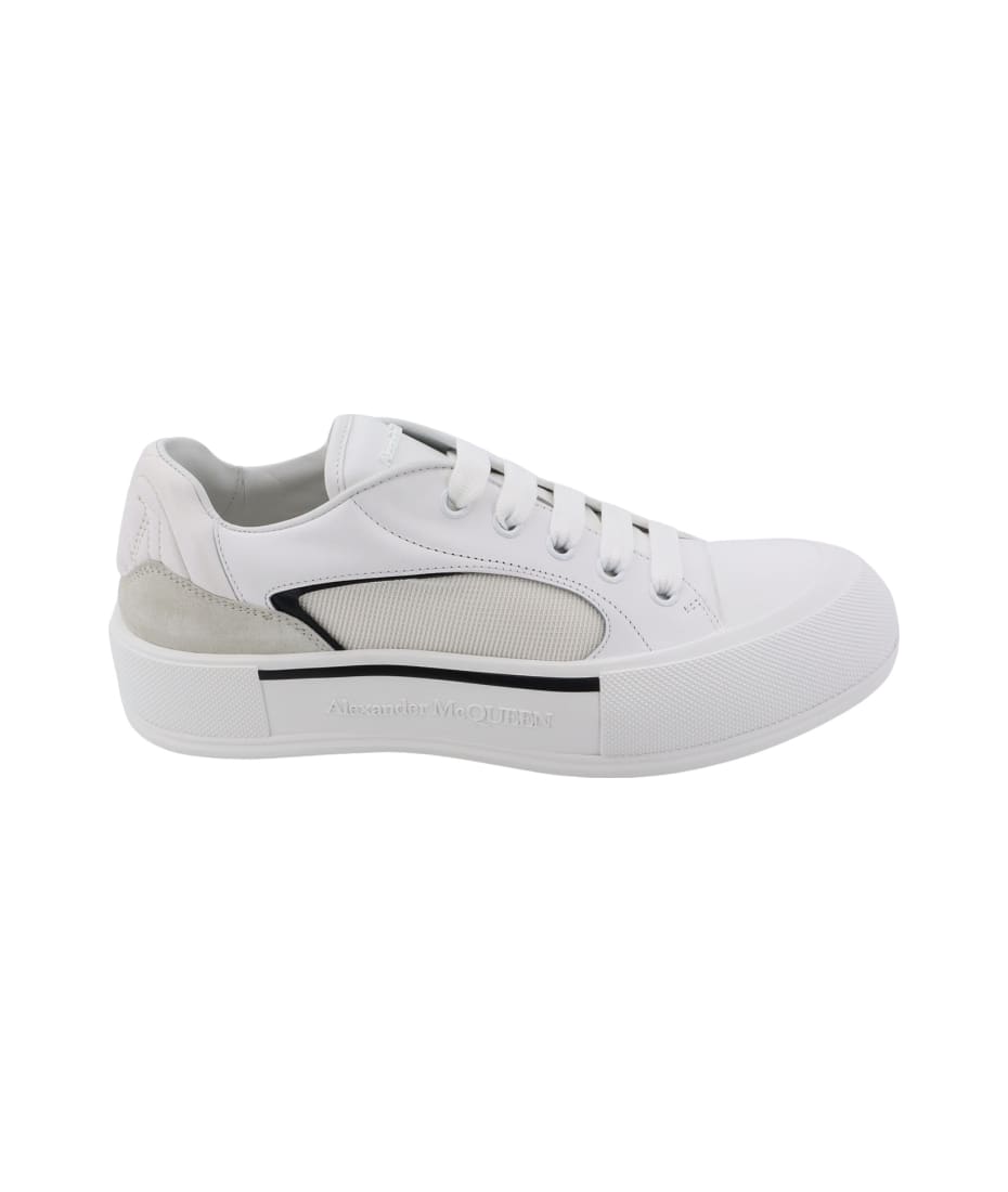 Alexander McQueen White Canvas And Leather Plimsoll Sneakers