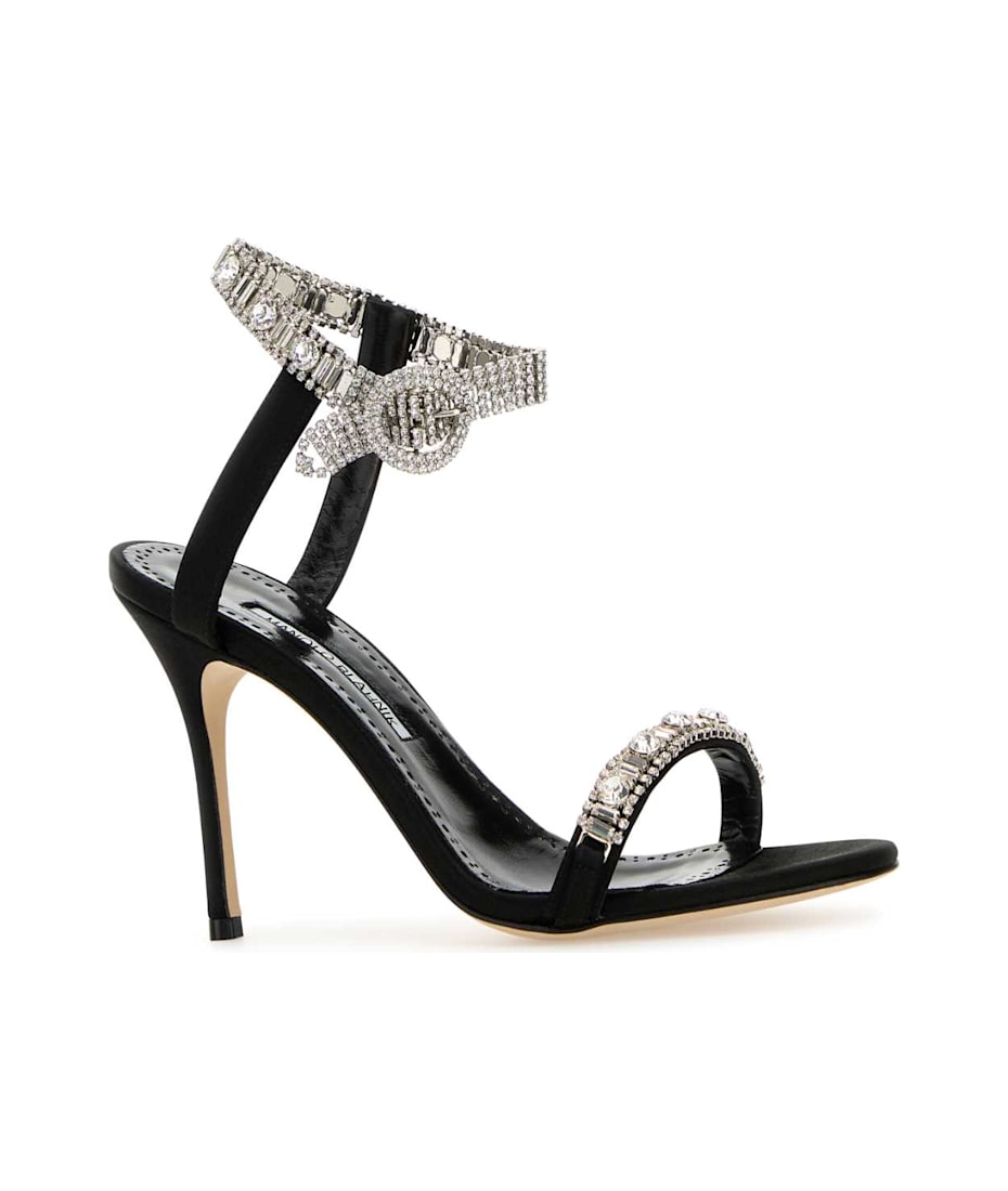 【送料&関税込】Manolo Blahnik Asasan Satin Sandals MANOLO BLAHNIK Asasan 90 crystal-embellished satin sandals