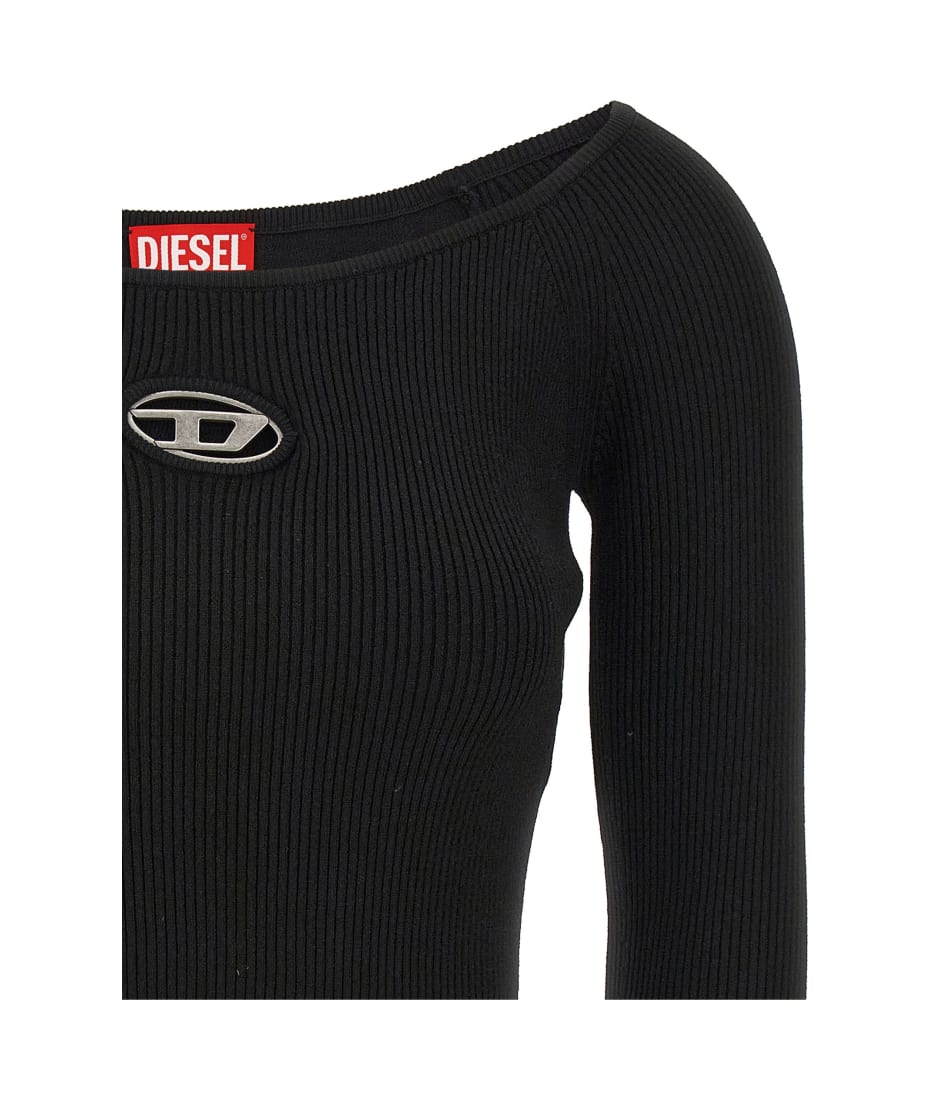 Tシャツ・カットソー DIESEL FW25 'M-Vera-Ls' cropped sweater (A141890DLAX 9XX) M-VERA-LS Off-the-shoulder top in ribbed knit｜マルチカラー
