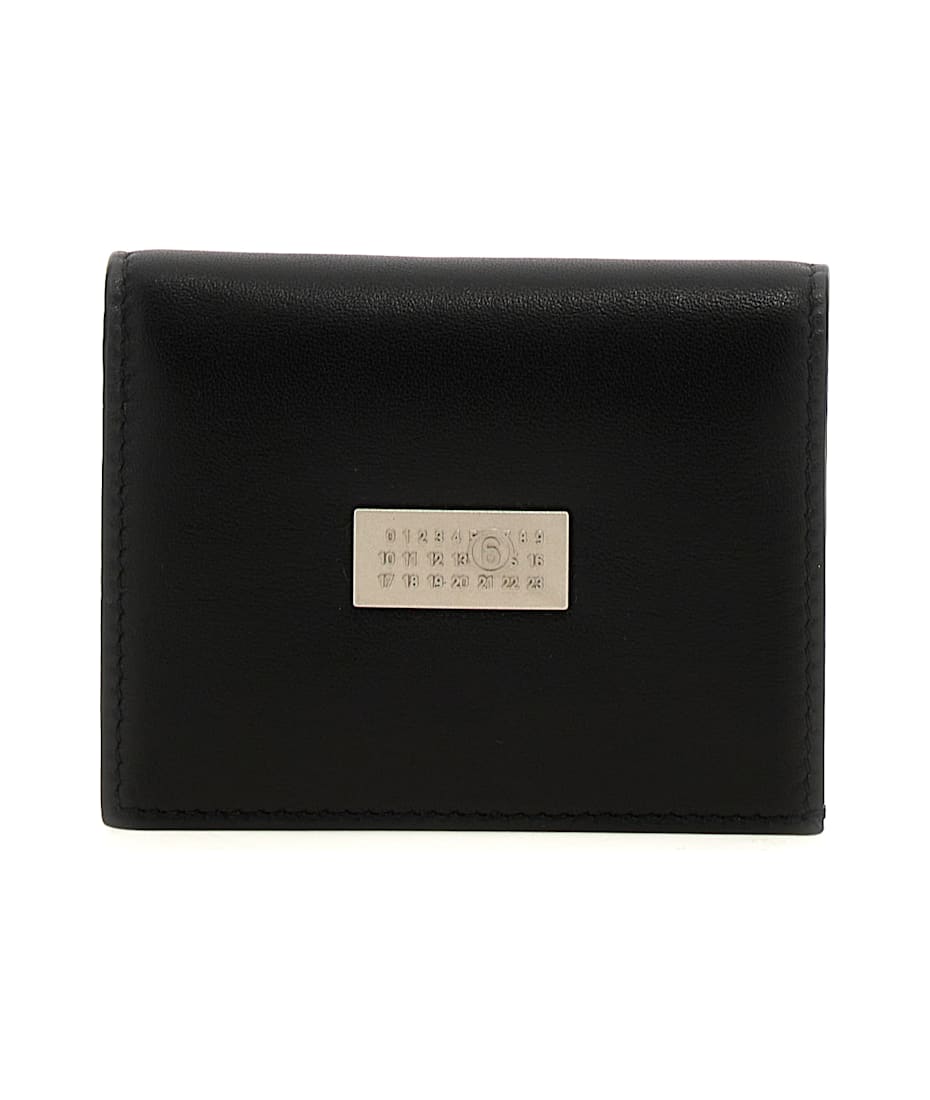 長財布 Mm6 Maison Margiela Wallet With Logo MM6 Wallet: Elegant Black Leather Design